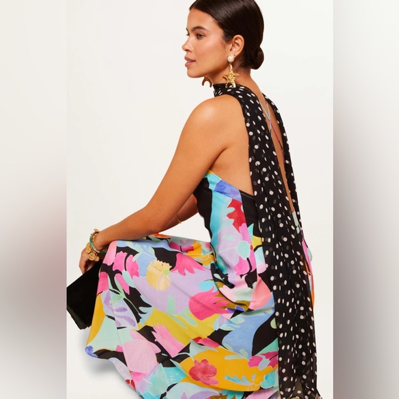 NWT RIXO Hayley Silk Midi Dress in Tulip - Picture 3 of 8